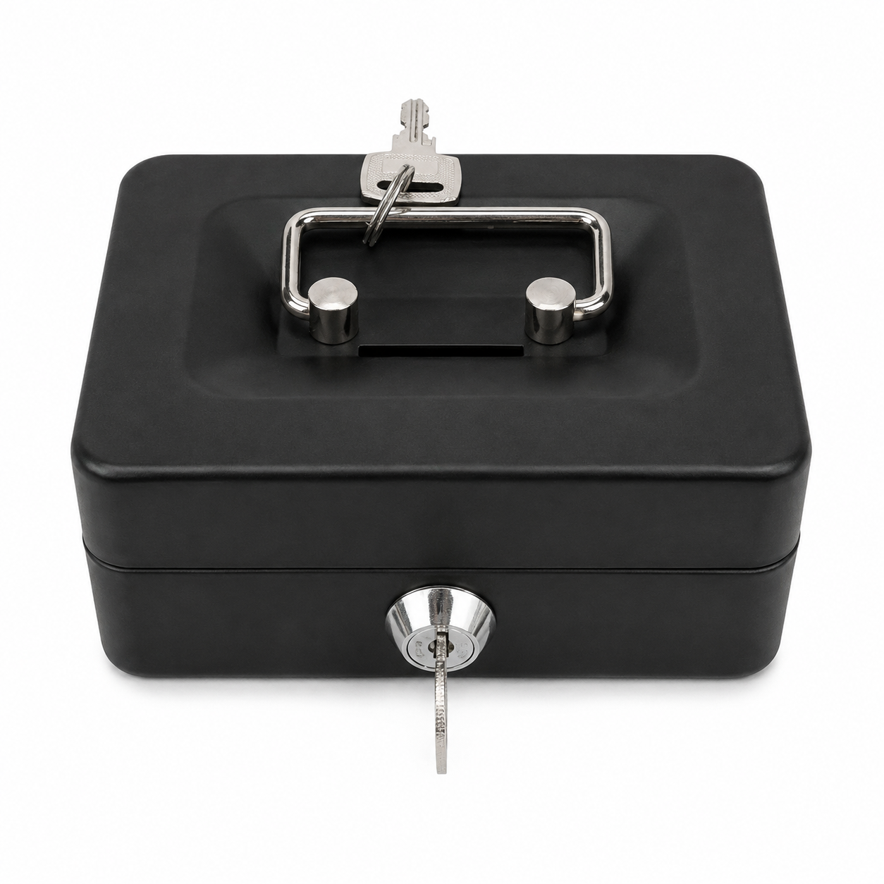 Black lockable magnet storage box with key