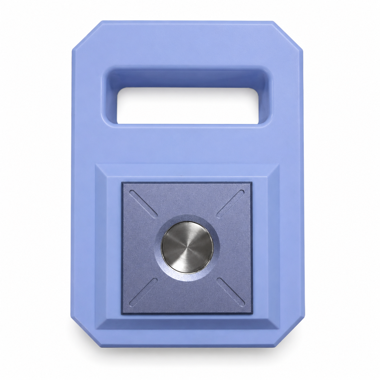 Blue handheld magnetic unlocker with carry handle